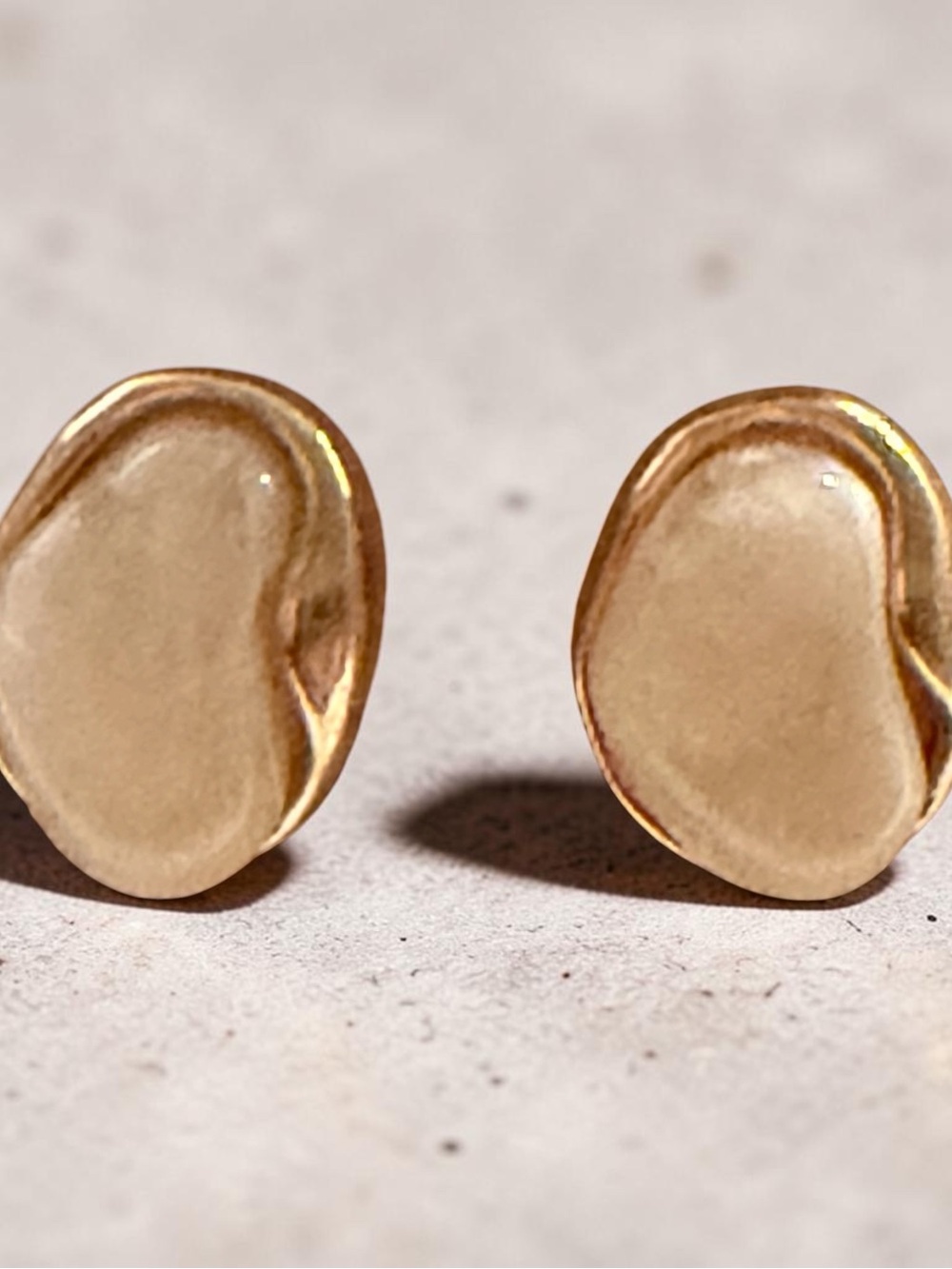 Gold Organic Shape Stud Earrings